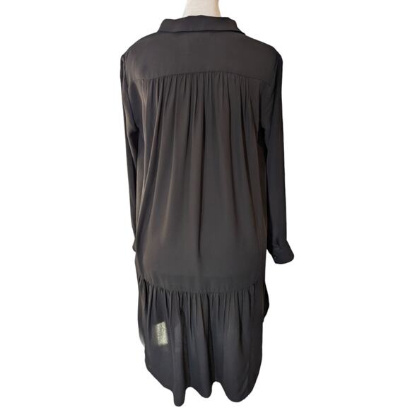 Banana Republic Black Sheer Swing Shift Button Down Dress Size 2 - Picture 3 of 4